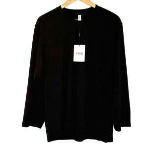 NWT C202 Shirt Women's Medium Black Long Sleeve Crew Neck Pullover Top